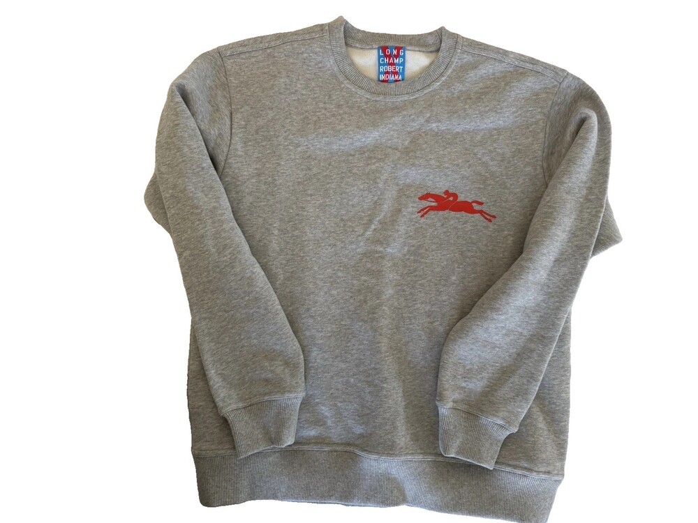 Longchamp x Robert Indiana Unisex Grey Crewneck Sweatshirt Size Small NWOT Rare - Picture 4 of 7